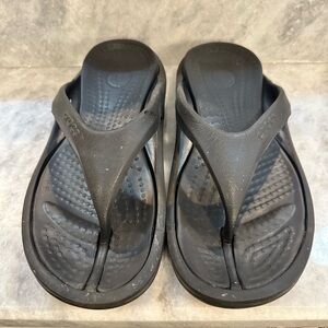 Crocs Slippers Men’s Flip Flops Black Slip On Toe Post Thong Sandals - Size: 11